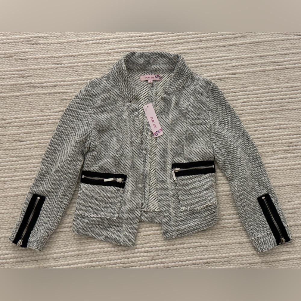 NWT PLAY SIX Girls Tweed Sweater Jacket - Size 6 Years